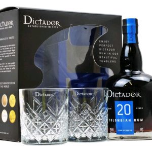 Rum Dictador 20y čirá lahev + 2sklo BLACK box 40%0.70l